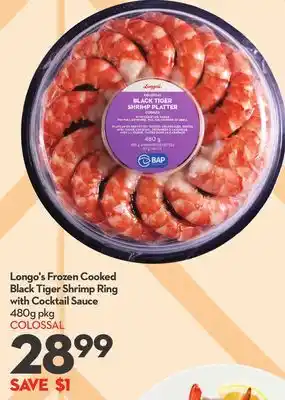 Longo's Longo's Frozen Cooked Black Tiger Shrimp Ring with Cocktail Sauce offer