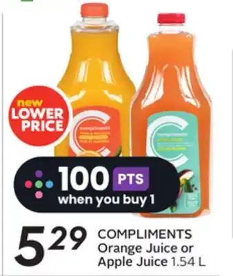 Sobeys COMPLIMENTS Orange Juice or Apple Juice offer