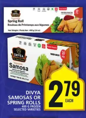 Food Basics DIVYA SAMOSAS OR SPRING ROLLS offer