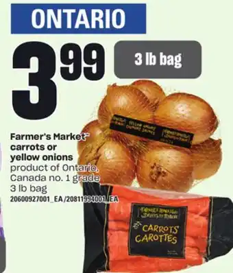 Loblaws FARMER'S MARKET CARROTS OR YELLOW ONIONS, 3 LB BAG offer