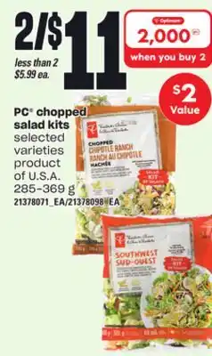 Loblaws PC CHOPPED SALAD KITS, 285-369 g offer