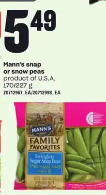 Loblaws MANN'S SNAP OR SNOW PEAS, 170/227 G offer