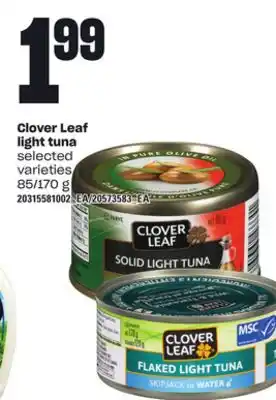 Loblaws CLOVER LEAF LIGHT TUNA, 85/170 G offer