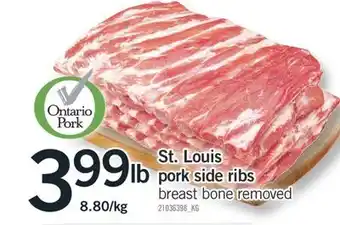 Fortinos ST. LOUIS PORK SIDE RIBS offer