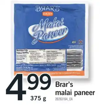 Fortinos BRAR'S MALAI PANEER, 375 g offer