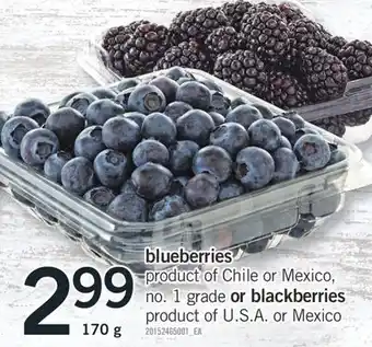 Fortinos BLUEBERRIES OR BLACKBERRIES, 170 g offer
