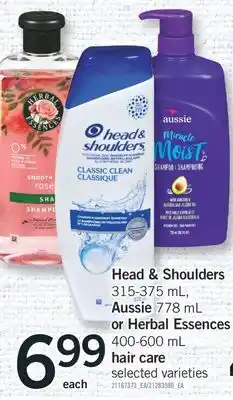 Fortinos HEAD & SHOULDERS, 315-375 ml, AUSSIE, 778 ml OR HERBAL ESSENCES OR 400-600 ml HAIR CARE HAIR CARE offer