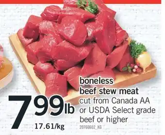 Fortinos BONELESS BEEF STEW MEAT offer