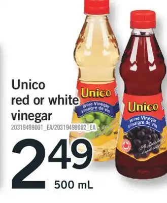 Fortinos UNICO RED OR WHITE VINEGAR, 500 mL offer