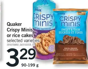 Fortinos QUAKER CRISPY MINIS OR RICE CAKES, 90-199 g offer