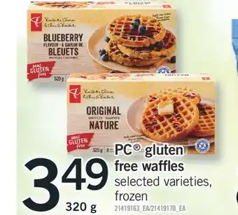 Fortinos PC GLUTEN FREE WAFFLES, 320 g offer