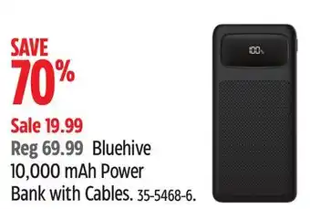 Canadian Tire Bluehive 10,000 mAh Power Bank with Cables offer
