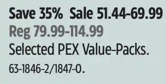 Canadian Tire Selected PEX Value-Packs offer