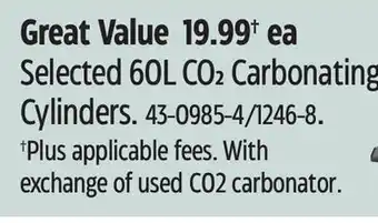 Canadian Tire SodaStream Selected 60L CO2 Carbonating Cylinders offer