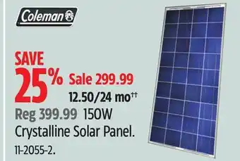 Canadian Tire Coleman 150W Crystalline Solar Panel offer