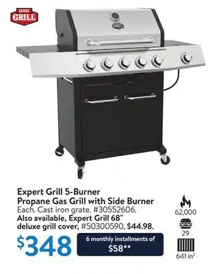 Walmart Expert Grill 5-Burner Propane Gas Grill with Side Burner offer