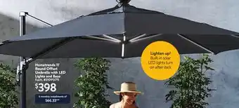 Walmart Hometrends 11' Round Offset Umbrella with LED Lights and Base offer