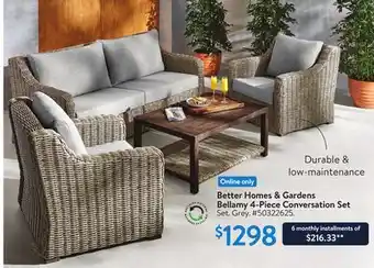 Walmart Better Homes & Gardens Bellamy 4-Piece Conversation Set offer