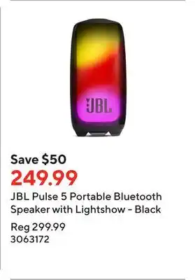 Staples JBL Pulse 5 Portable Bluetooth Speaker with Lightshow - Black offer