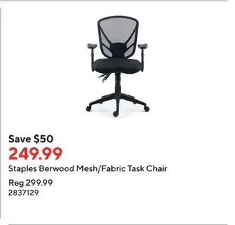 Staples Staples Berwood Mesh/Fabric Task Chair offer