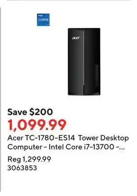 Staples Acer TC-1780-ES14 Tower Desktop Computer - Intel Core i7-13700 - 1TB + 512GB Storage - 16GB RAM - Windows 11 offer