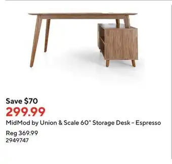 Staples MidMod by Union & Scale 60 Storage Desk - Espresso offer