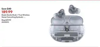 Staples Beats Studio Buds + True Wireless Noise Cancelling Earbuds - Transparent offer