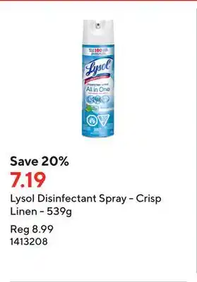 Staples Lysol Disinfectant Spray - Crisp Linen - 539g offer