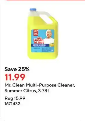 Staples Mr. Clean Multi-Purpose Cleaner, Summer Citrus, 3.78 L offer