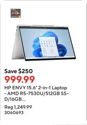 Staples HP ENVY 15.6 2-in-1 Laptop - AMD R5-7530U/512GB SSD/16GB RAM/Windows 11 offer