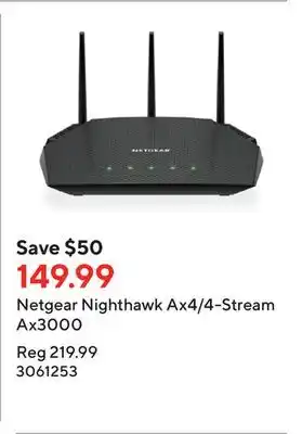 Staples Netgear Nighthawk Ax4/4-Stream Ax3000 offer