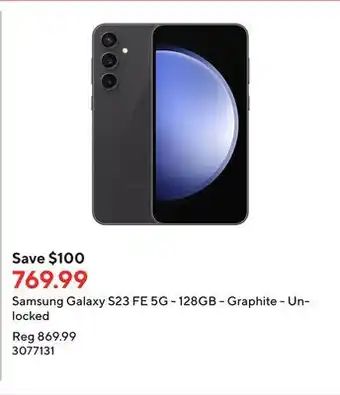 Staples Samsung Galaxy S23 FE 5G - 128GB - Graphite - Unlocked offer