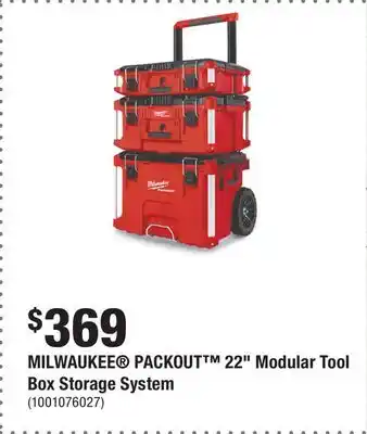 Home Depot MILWAUKEE PACKOUT 22 Modular Tool Box Storage System offer
