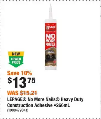 Home Depot LEPAGE No More Nails Heavy Duty Construction Adhesive •266mL offer