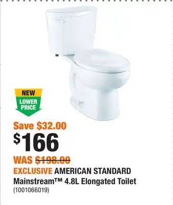 Home Depot EXCLUSIVE AMERICAN STANDARD Mainstream 4.8L Elongated Toilet offer