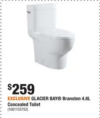 Home Depot EXCLUSIVE GLACIER BAY Branston 4.8L Concealed Toilet offer