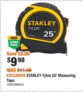 Home Depot EXCLUSIVE STANLEY Tylon 25' Measuring Tape offer