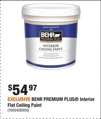 Home Depot EXCLUSIVE BEHR PREMIUM PLUS Interior Flat Ceiling Paint offer