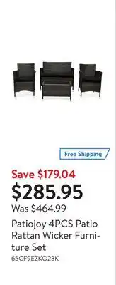 Walmart Patiojoy 4PCS Patio Rattan Wicker Furniture Set offer