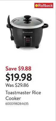 Walmart Toastmaster Rice Cooker offer