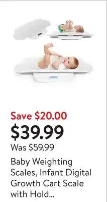 Walmart Baby Weighting Scales, Infant Digital Growth Cart Scale with Hold Function offer