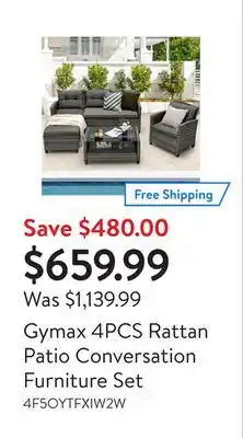 Walmart Gymax 4PCS Rattan Patio Conversation Furniture Set offer