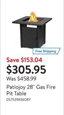 Walmart Patiojoy 28 Gas Fire Pit Table offer
