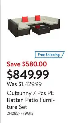 Walmart Outsunny 7 Pcs PE Rattan Patio Furniture Set offer
