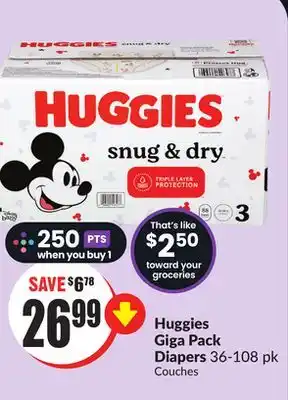 FreshCo Huggies Giga Pack Diapers 36-108 pk offer