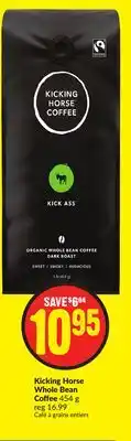 FreshCo Kicking Horse Whole Beans Coffee 454g offer