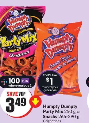 Chalo FreshCo Humpty Dumpty Party Mix 250 g or Snacks 265-290 g offer