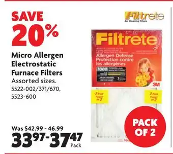 Home Hardware Micro Allergen Electrostatic Furnace Filters offer
