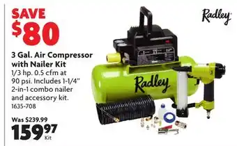 Home Hardware 3 Gal. Air Compressor with Nailer Kit offer