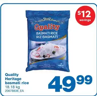 Wholesale Club HERITAGE BASMATI RICE, 18.18 kg offer